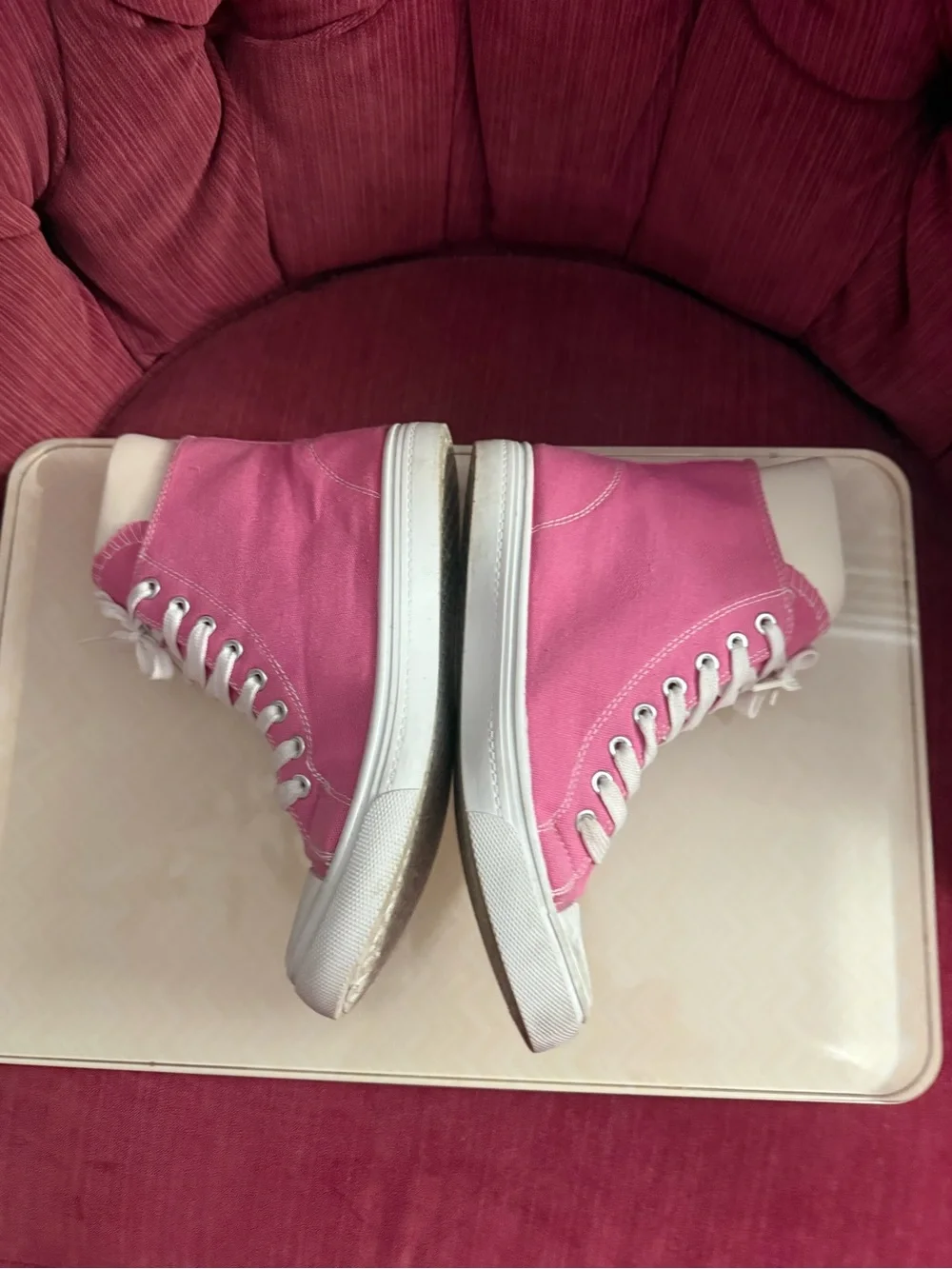 Forever 21 Women's Pink High-Top Canvas Sneakers